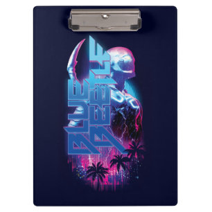 Blue Beetle Retrowave City Lights Clipboard