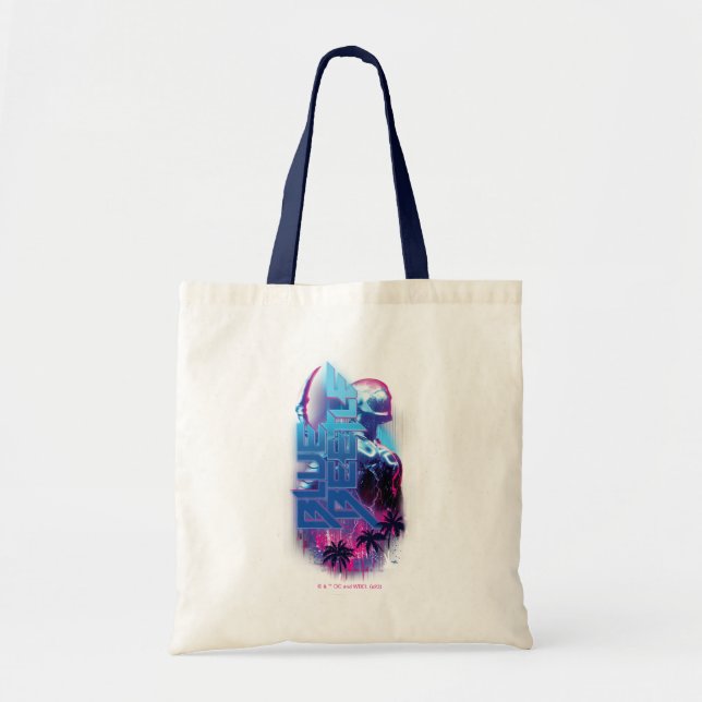 Blue Beetle Retrowave City Lights Tote Bag (Front)