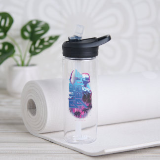 Blue Beetle Retrowave City Lights Water Bottle