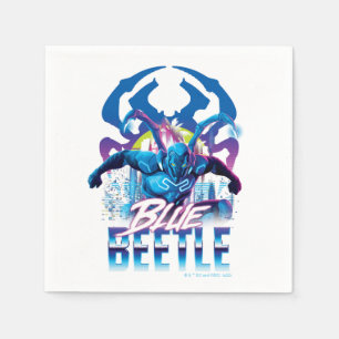 Blue Beetle Retrowave City Sunset Napkin