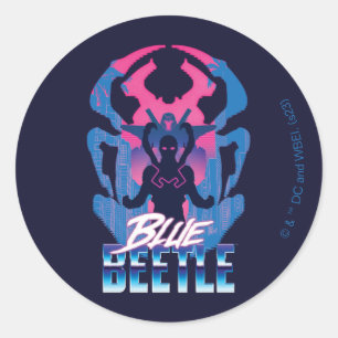 Blue Beetle Retrowave Versus Graphic Classic Round Sticker