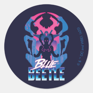 Blue Beetle Retrowave Versus Graphic Classic Round Sticker