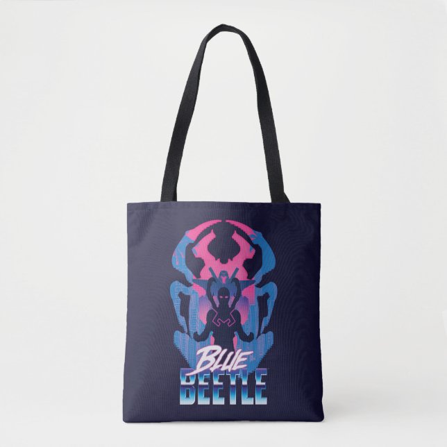 Blue Beetle Retrowave Versus Graphic Tote Bag (Front)