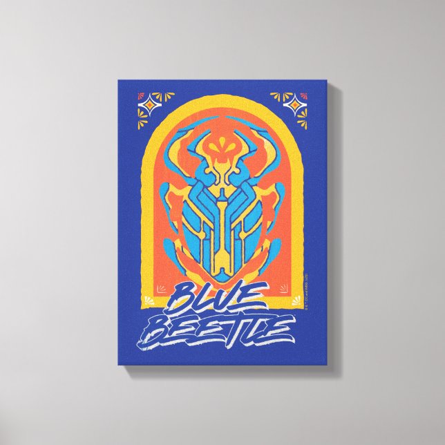 Blue Beetle Scarab Talavera Graphic Canvas Print (Front)