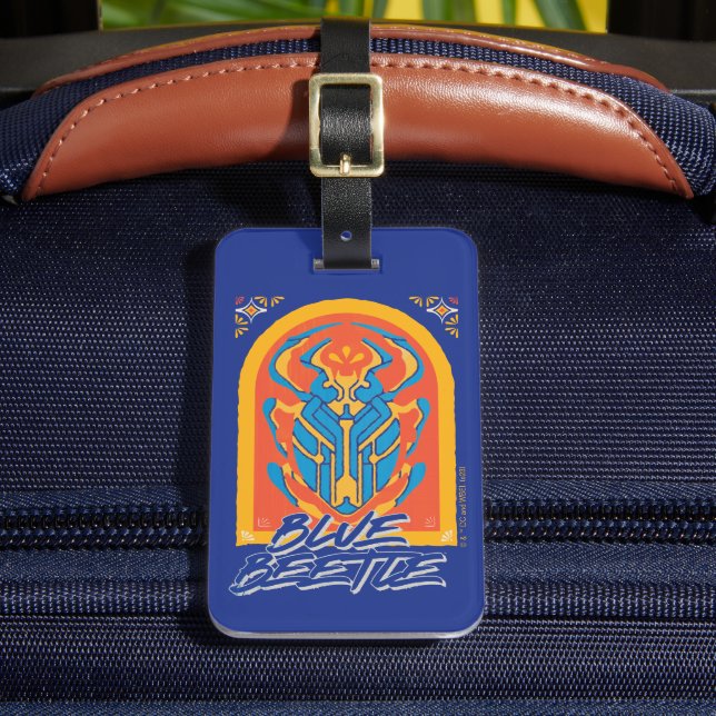 Blue Beetle Scarab Talavera Graphic Luggage Tag (Front Insitu 2)