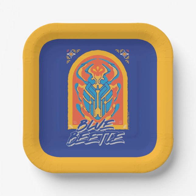 Blue Beetle Scarab Talavera Graphic Paper Plate (Front)