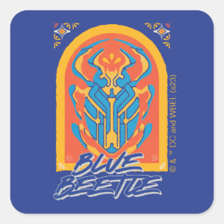 Blue Beetle Scarab Talavera Graphic Square Sticker