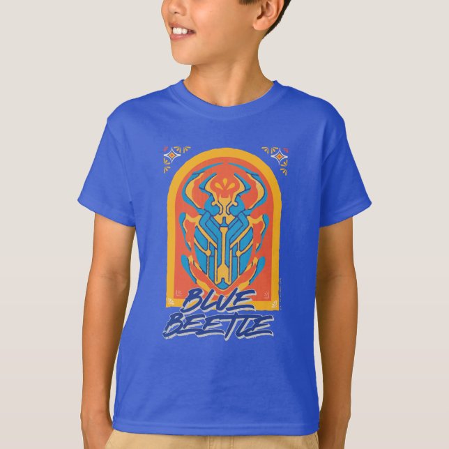 Blue Beetle Scarab Talavera Graphic T-Shirt (Front)