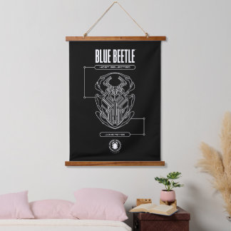 Blue Beetle Scarab Tech Graphic Hanging Tapestry