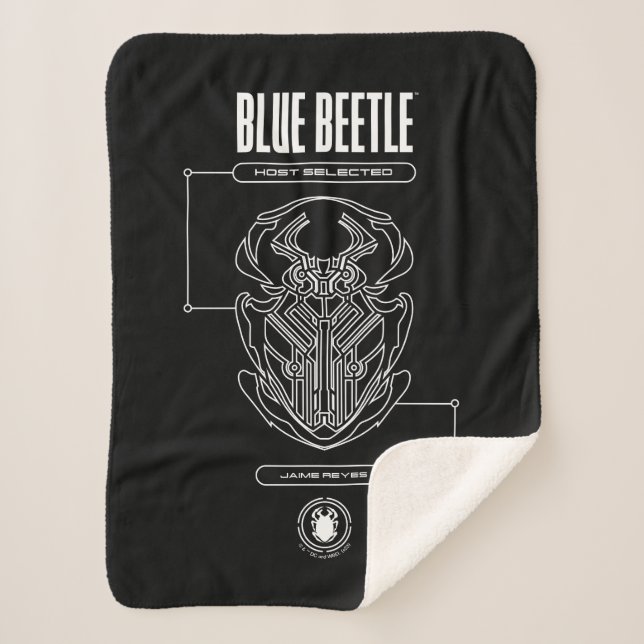 Blue Beetle Scarab Tech Graphic Sherpa Blanket (Front)