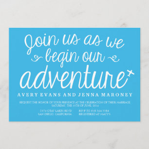 Blue Begin our Adventure Plane Wedding Invitation