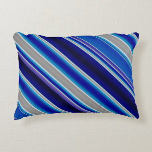Blue Beige and Lavender Stripes Decorative Cushion