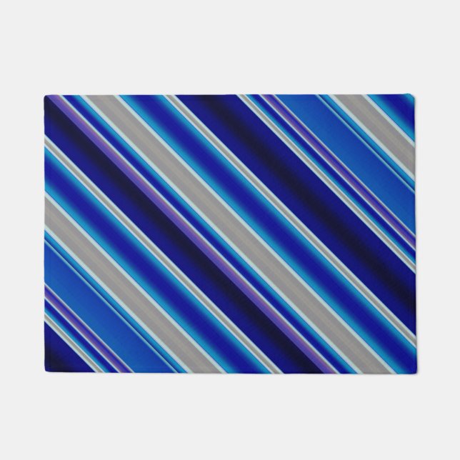 Blue Beige and Lavender Stripes  Doormat (Front)