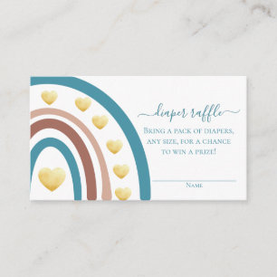 Blue Beige Boho Rainbow Diaper Raffle Enclosure Card