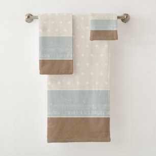 Blue Beige Brown Soft Polka Dots Retro Background Bath Towel Set