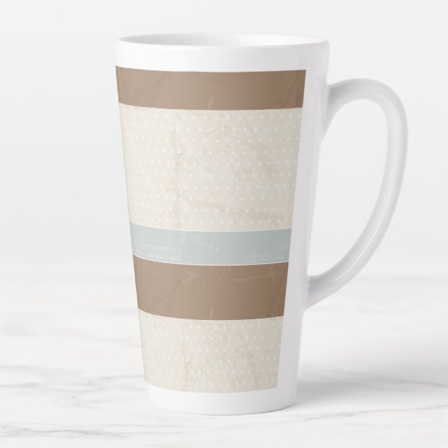  Blue Beige Brown Soft Polka Dots Retro Background Latte Mug (Right)