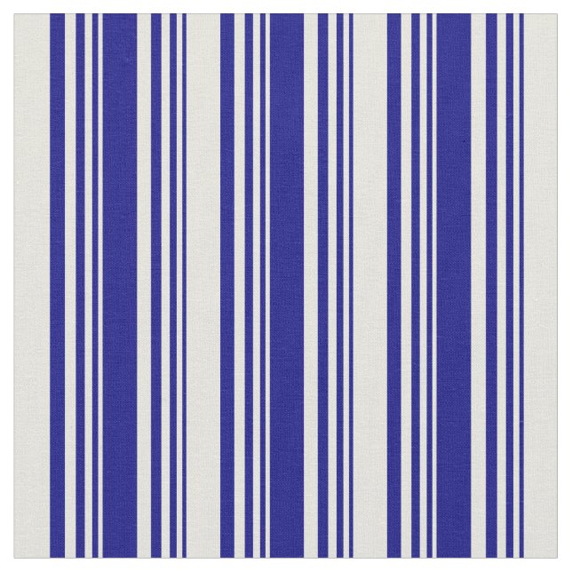 Blue & Beige Coloured Stripes Fabric (Close Up)