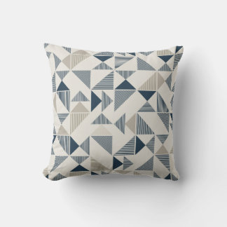 Blue & Beige Geometric Pattern Throw Pillow