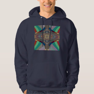 Blue Beige Ladder Fractal Hoodie