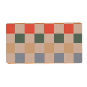 Blue Beige Orange Brown Chequered Gingham Pattern