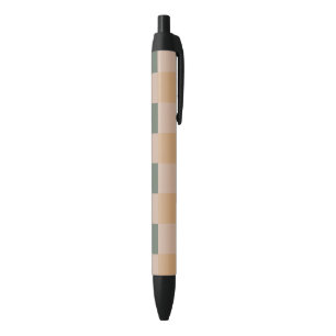 Blue Beige Orange Brown Chequered Gingham Pattern Black Ink Pen