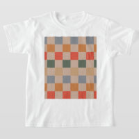 Blue Beige Orange Brown Chequered Gingham Pattern