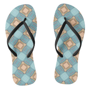 Blue-beige plaid jandals