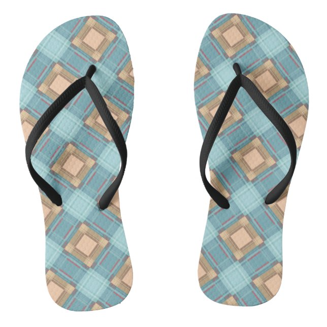 Blue-beige plaid jandals (Footbed)