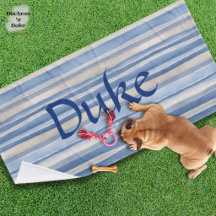 Blue Beige Striped Pattern Design Pet Towel