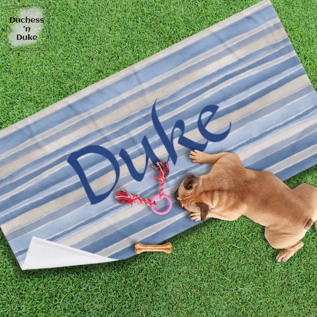Blue Beige Striped Pattern Design Pet Towel (Blue Beige Striped Pattern Design Pet Towel)