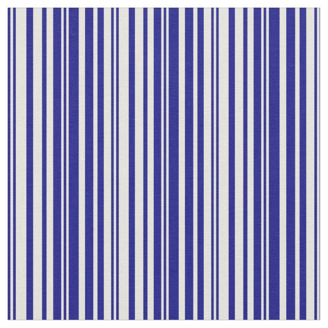 Blue & Beige Stripes/Lines Pattern Fabric (Close Up)