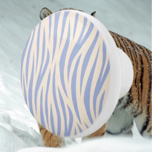Blue & Beige Zebra Stripe Ceramic Knob – Animal (Creator Uploaded)