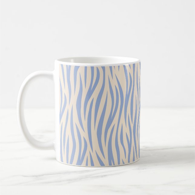 Blue & Beige Zebra Stripe Classic Mug – Stylish (Left)
