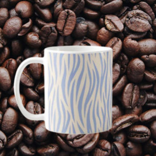 Blue & Beige Zebra Stripe Classic Mug – Stylish