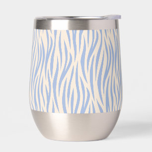 Blue & Beige Zebra Stripe Stemless Wine Tumbler