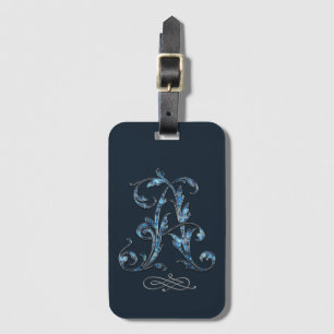 Blue Bejeweled A Luggage Tag