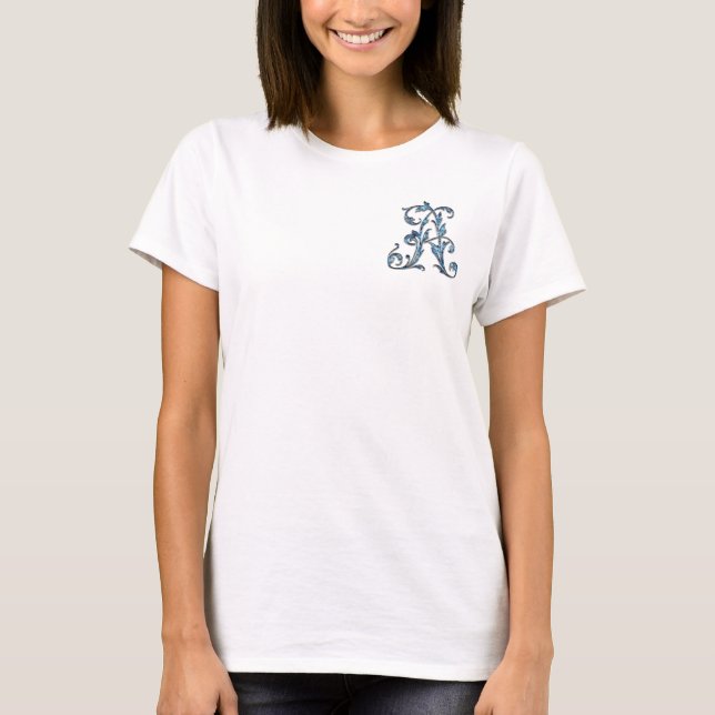 Blue Bejeweled Monogram A T-Shirt (Front)