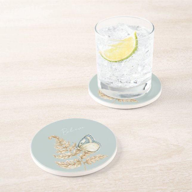 Blue Believe Butterfly Coaster (Side)