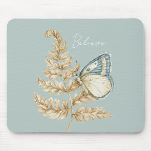 Blue Believe Butterfly Mouse Pad