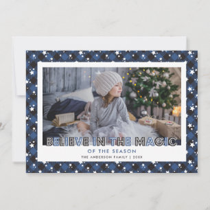 Blue Believe In the Magic Photo Christmas Cards