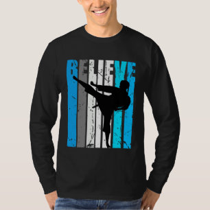 Blue Believe Jiu Jitsu Motivational Girls Team Ret T-Shirt