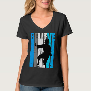 Blue Believe Motivational Girls Karate Retro Graph T-Shirt