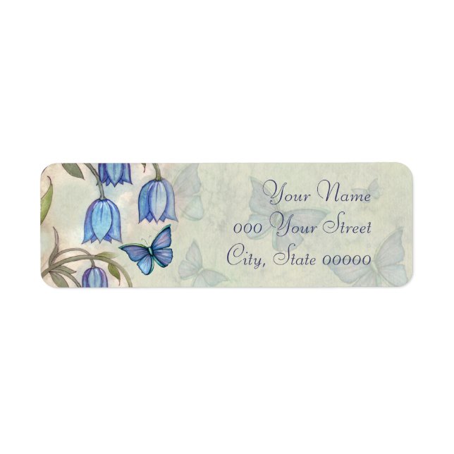 Blue Bell Butterflies Watercolor Floral Wedding (Front)