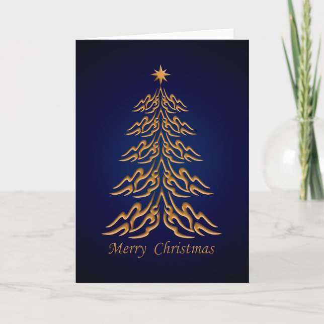 Blue Bell  Christmas Tree Greetings Card (Front)