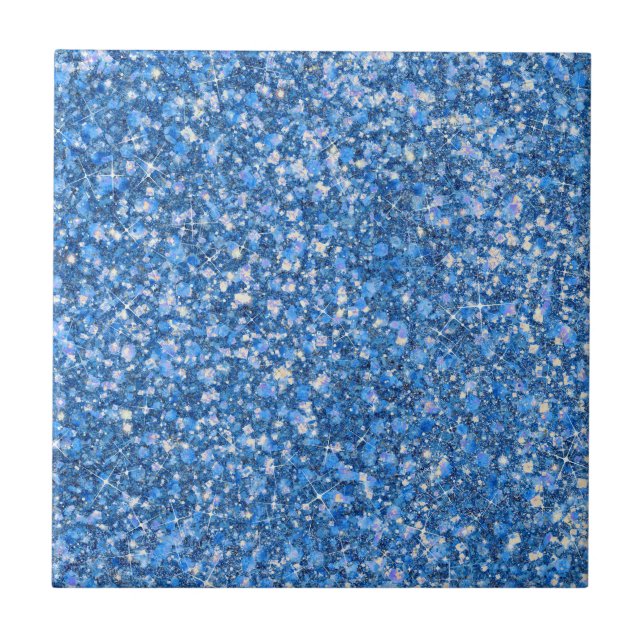Blue Belle Colour Faux Glitter Ceramic Tile (Front)