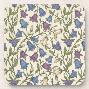 Blue Bellflower Pattern - Aesthetic Botanical Flor Coaster