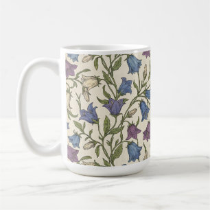 Blue Bellflower Pattern - Aesthetic Botanical Flor Coffee Mug