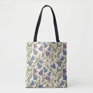 Blue Bellflower Pattern - Aesthetic Botanical Flor Tote Bag