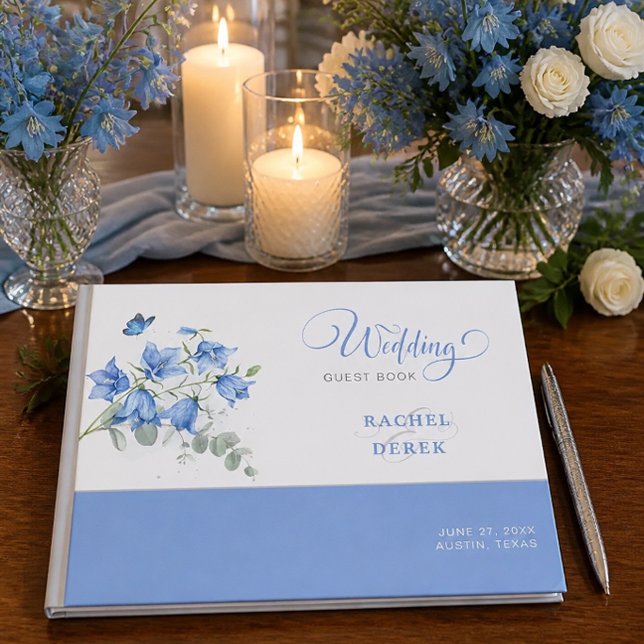 Blue Bellflower Wedding Guest Book (Creator Uploaded)