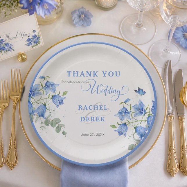 Blue Bellflower Wedding Paper Plate (Creator Uploaded)